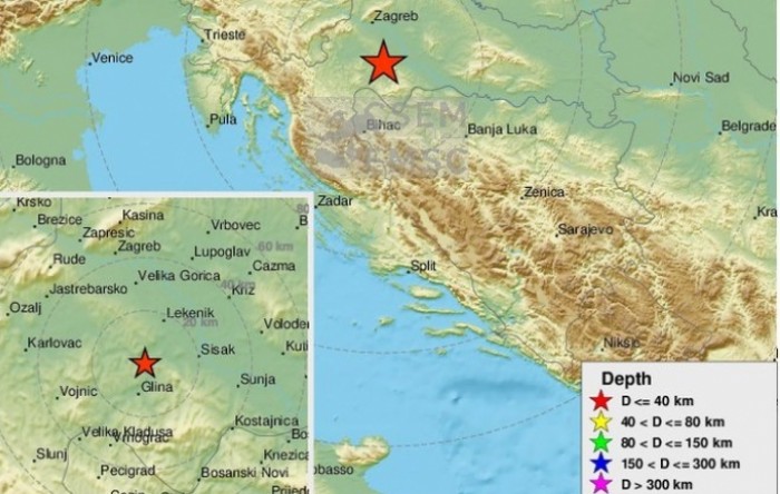 Tri potresa i tijekom prošle noći u središnjoj Hrvatskoj