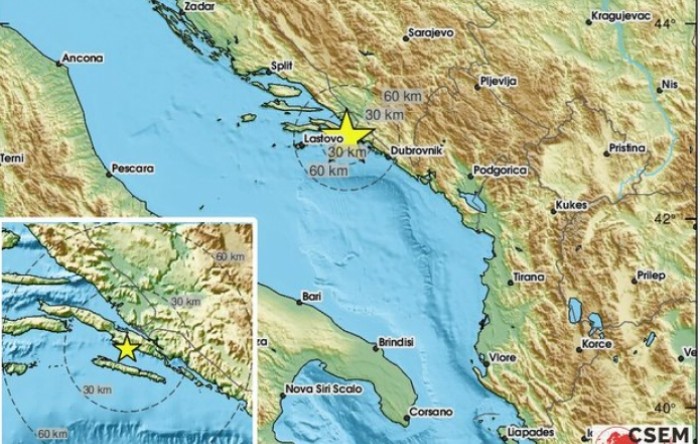 Potres magnitude 3.7 na jugu Hrvatske